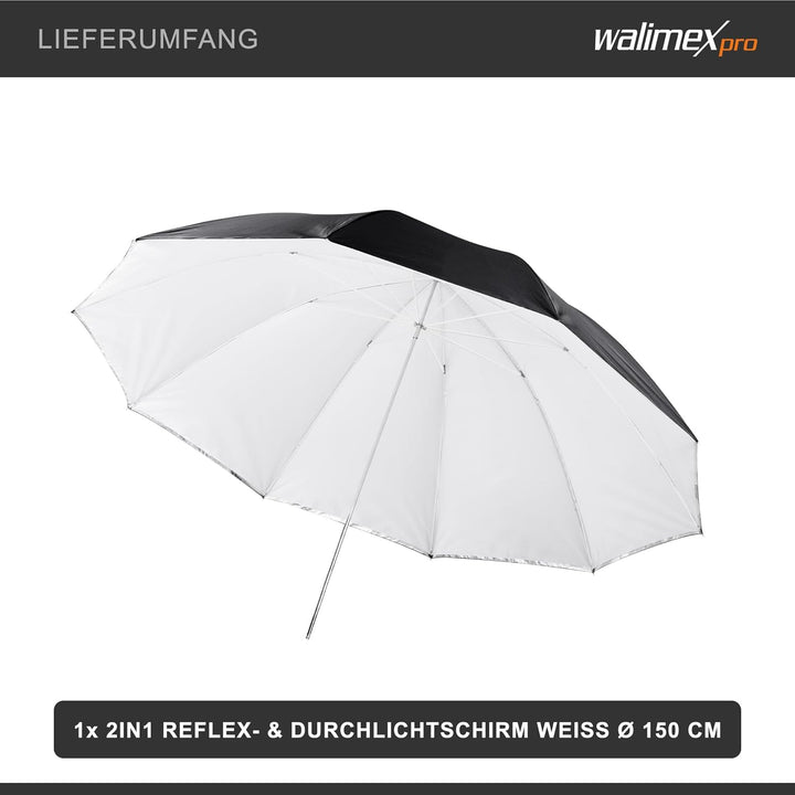 walimex pro 2in1 Reflex- Durchlichtschirm weiss 150 150cm Single, 150cm Single