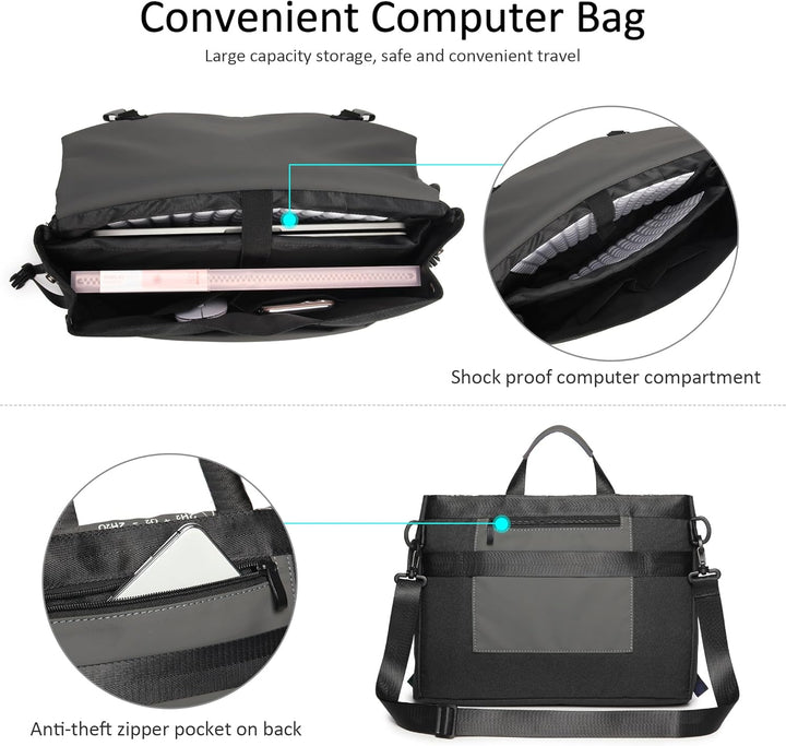 DORRISO Mode Umhängetasche Damen Herren Casual 15.6 Zoll Laptoptasche mit Gepäckgurt Arbeitstasche f