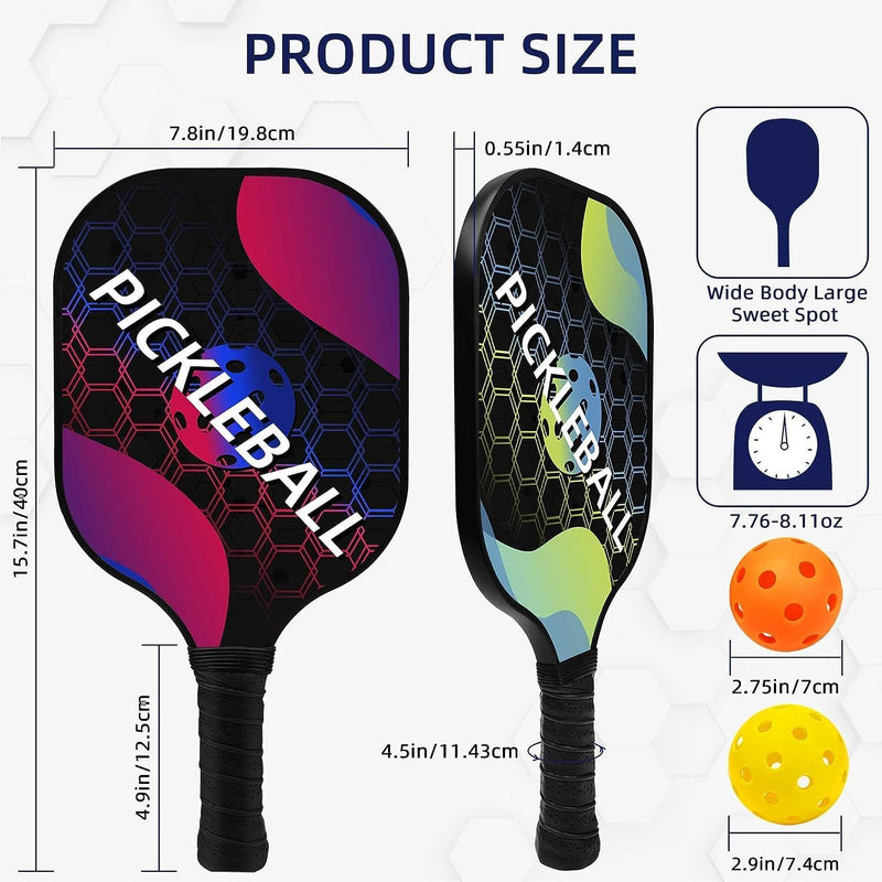 Topfinder Pickleball Set, Fiberglas Pickleball Schläger Paddle Set mit 2/4 Schlägern, 4 Bällen & 1 T