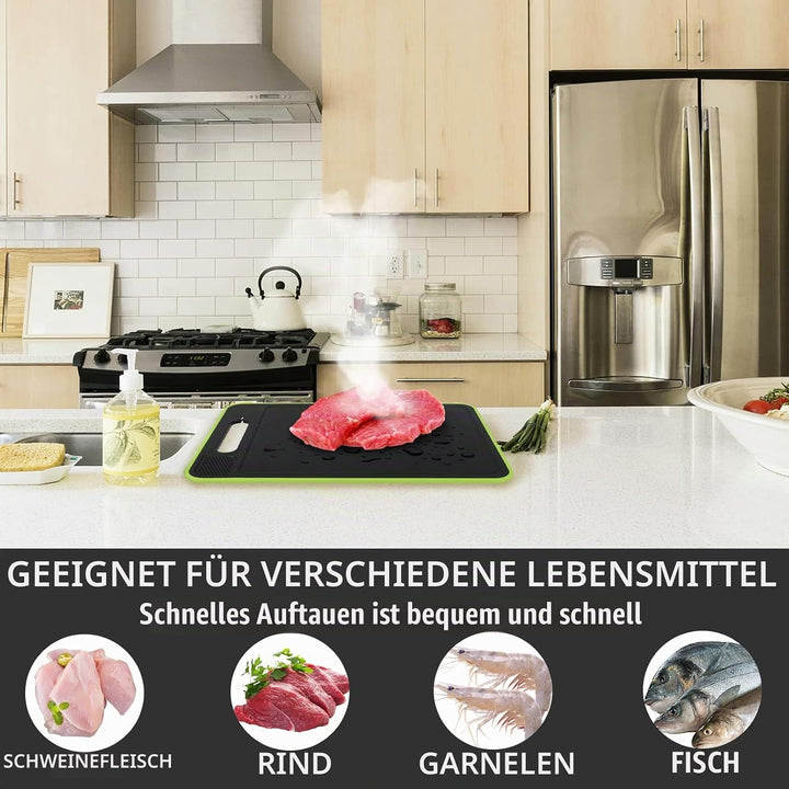 Auftauplatten Schneidebrett mit Auftau-Funktion, 3x Schneller Auftauen Frost Away 4-in-1 Küchen Gadg