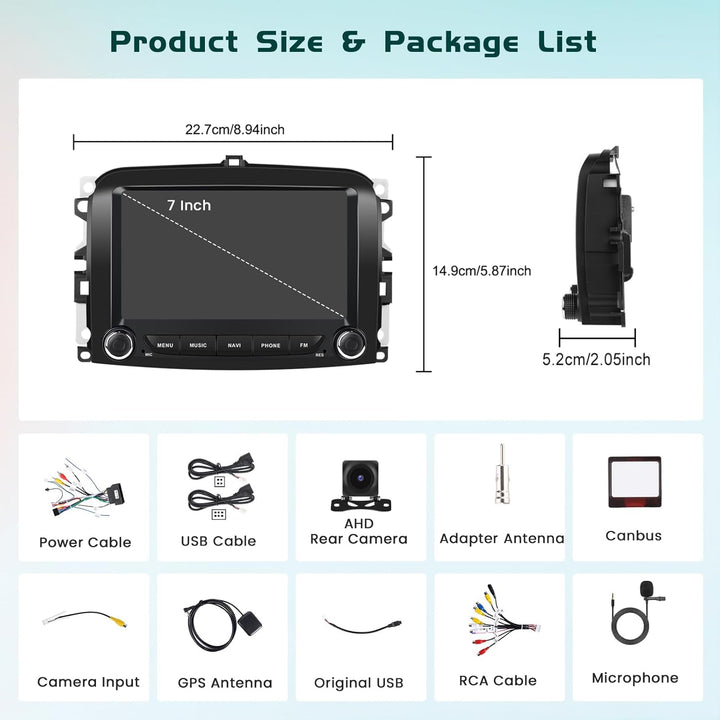 8Core/6+128G DSP Hikity Android 15 Autoradio für FIAT 500L 2013 2014 2015 2016 2017,7-Zoll Touchscre