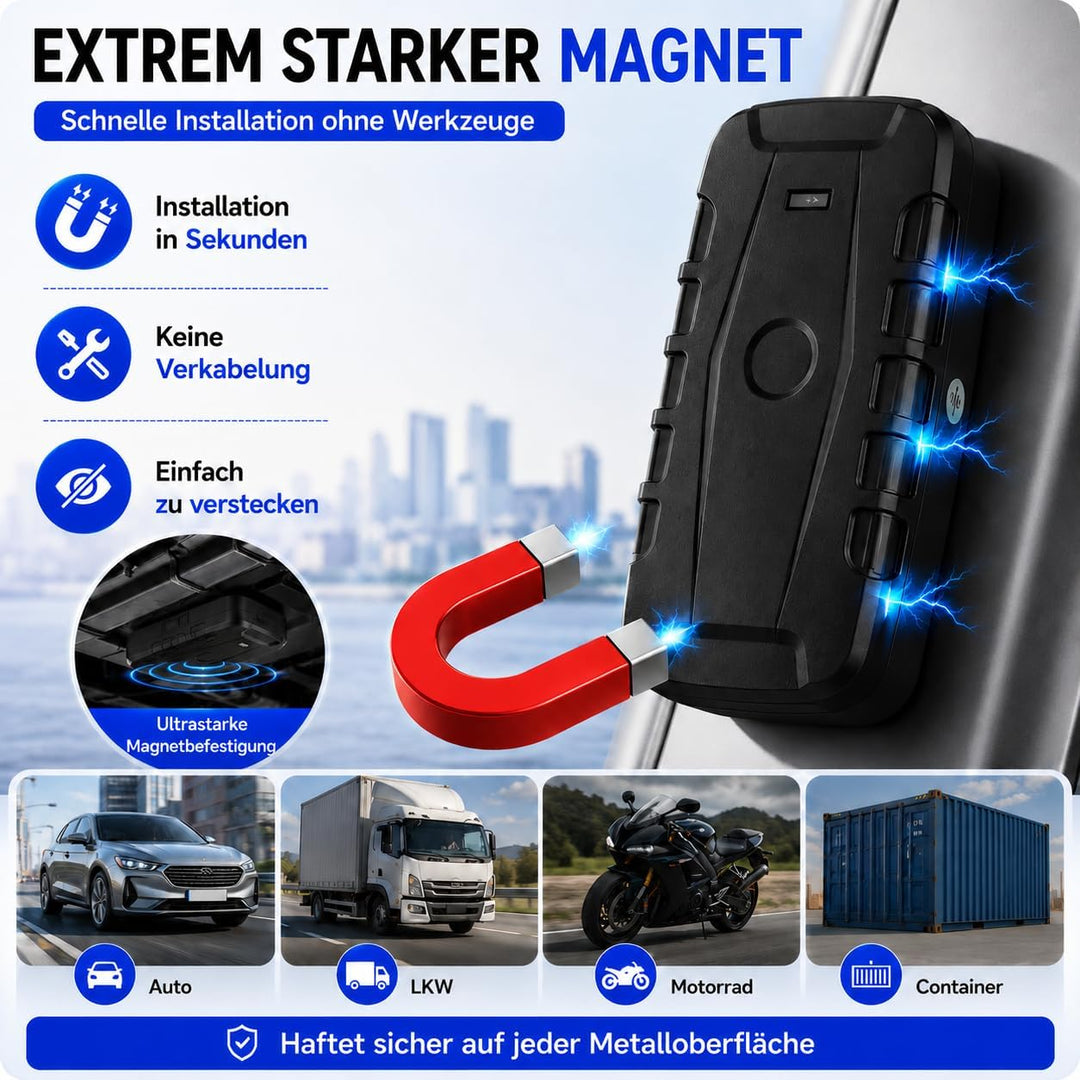 Winnes 4G GPS Tracker für Auto GPS Tracker Ohne ABO Echtzeit Ortung,20000mAh Akku,Standby-Zeit Von 2