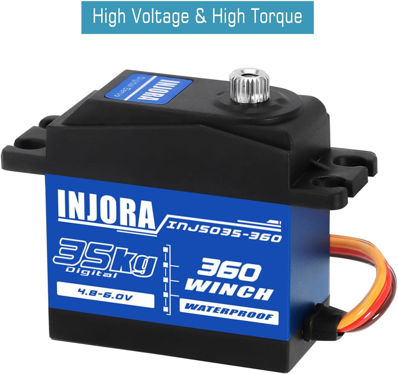 INJORA 35KG Digital Servo wasserdichte 360 °-Drehung 23T 25T Servo Winden Spule für RC Crawler Auto