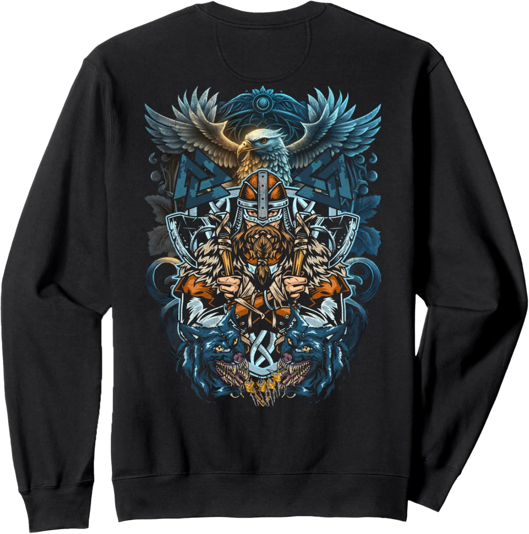 Wikinger Krieger Outfit Berserker Grafik Kostüm Rückendruck Sweatshirt