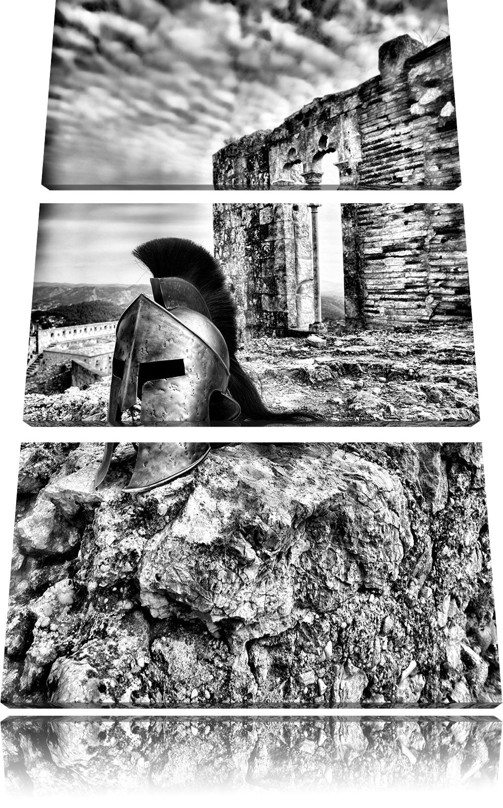 Pixxprint Römerhelm als Leinwandbild | Grösse: 3 Teilig (120x80) | Wandbild| Kunstdruck | fertig bes