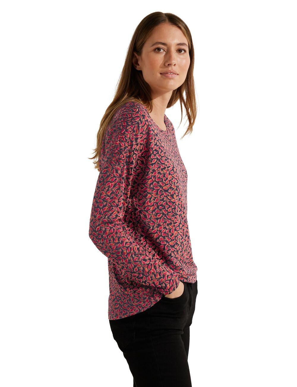 Cecil Damen Langarmshirt mit Paisley Muster XL Cosy Coral, XL Cosy Coral