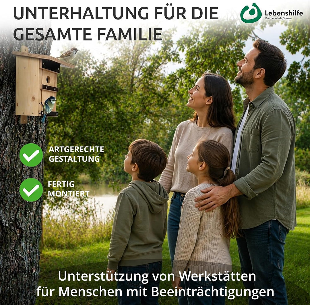 Nistkasten Vögel 32 mm Einflugloch aus Massivholz – Vogelhaus für Meisen, Sperlinge &amp; Höhlenbrüter –