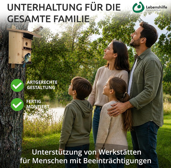 Nistkasten Vögel 32 mm Einflugloch aus Massivholz – Vogelhaus für Meisen, Sperlinge &amp; Höhlenbrüter –