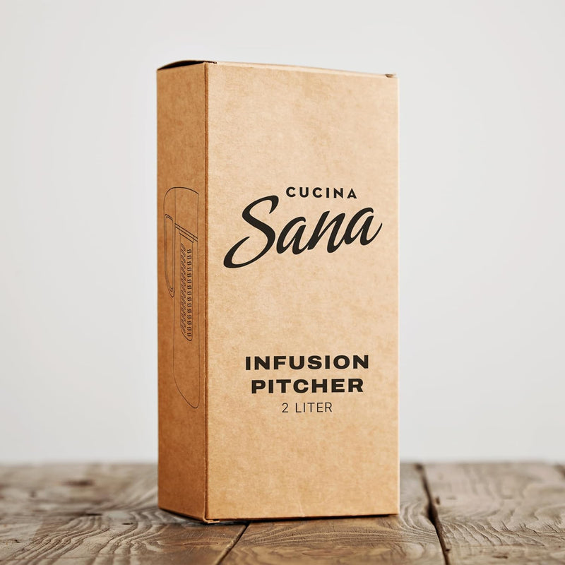 Cucina Sana Karaffe mit Fruchteinsatz 2L – Wasserkaraffe mit Deckel und Einsatz, Infused Water Pitch