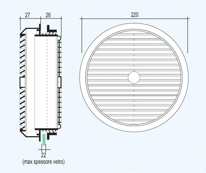 La Ventilazione TVR200-Y Paar runde Grills für Glas, durchsichtig, ø 220 mm ø 220 mm Mit Netz, ø 220