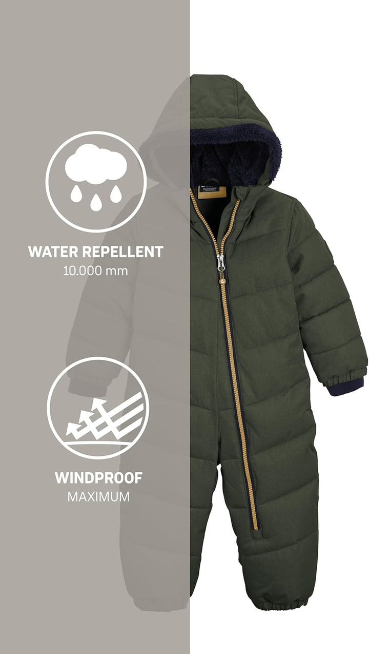 Killtec Unisex Karter Mini Overall in Daunenoptik mit Kapuze 74-80 dunkel waldgrün, 74-80 dunkel wal