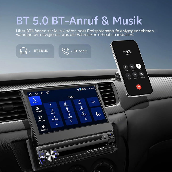 [4+64GB] Hikity Android Autoradio 1 Din mit Navi Wireless Carplay Android Auto Bluetooth Freispreche