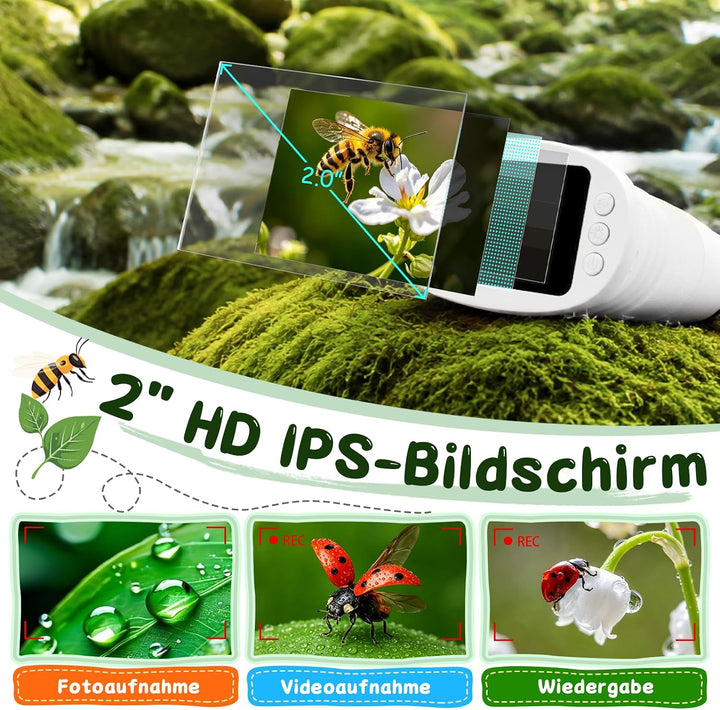 Digitales Mikroskop für Kinder, 1000X, Foto &amp; Video (Weiss), Weiss