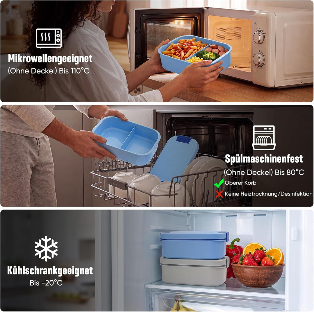 BIBURY Brotdose für Kinder und Erwachsene Mit Fächern, 1960 ML BPA-Frei, Auslaufsicher Lunchbox, Ben