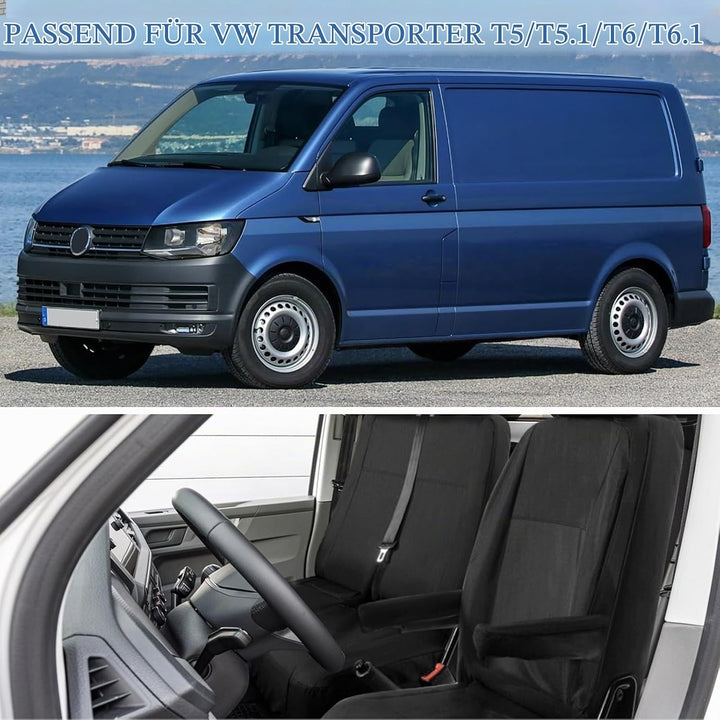 Opaltool 8PC Autositzbezüge Set für VW Transporter T5 T6 2015-2022, 3-Sitzer Strapazierfähige Massge
