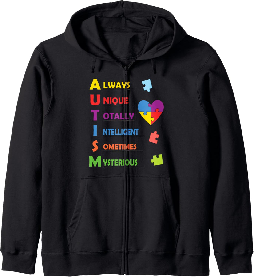 Autism Awareness Autism Acronym and Puzzle Piece Kapuzenjacke