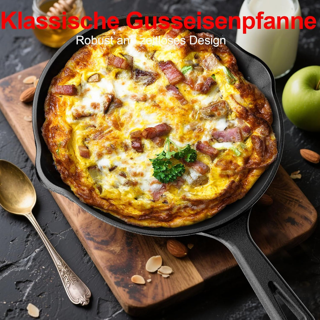 YASHE Gusseisenpfanne 20 CM, Bratpfanne aus Gusseisen, für Induktion, Gas und Ofen, ideal für Eier,