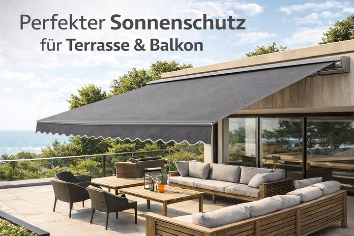 Home Trends Markisenstoff Markise mit Volant 3 x 2.5 m Markisenbespannung ersatzstoff 287 x 250cm Ba