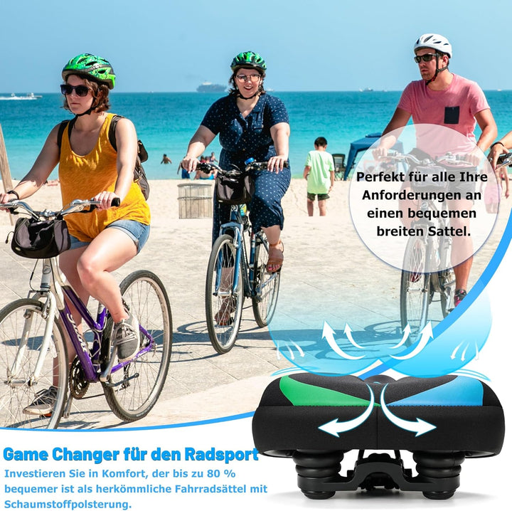 CDYWD Fahrradsattel Herren &amp; Damen Bequem, Extra Breit Weich Gel Fahrrad Sattel, Ergonomisch Polster