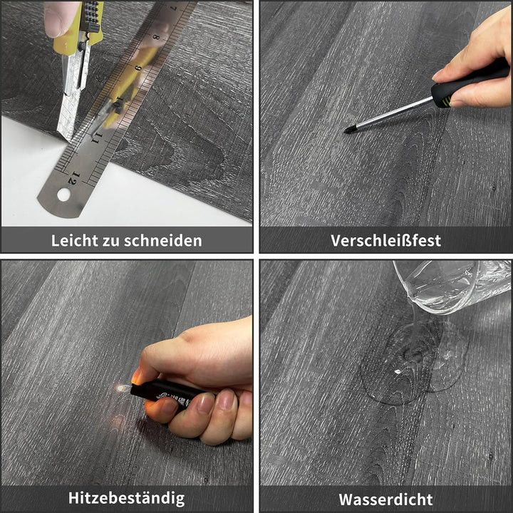 MULGREAT Vinyl-Bodenbelag selbstklebende Dielen PVC-Bodenbelag selbstklebend langlebige Holzmaserung