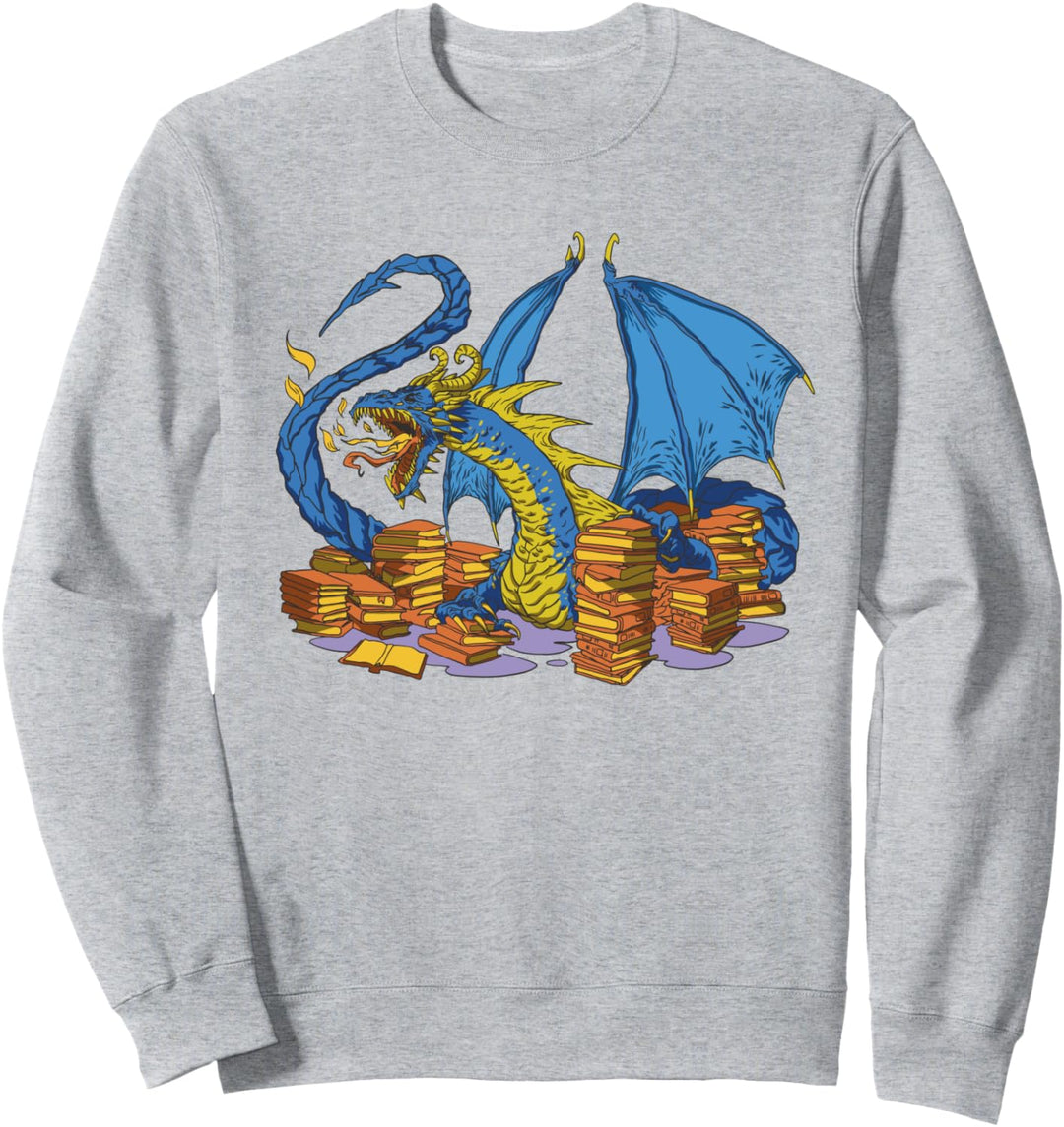 Library Dragon With Books, Creature Mythological Mythical Sweatshirt