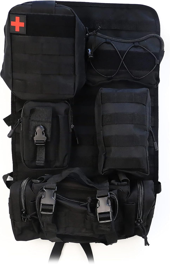 Taktisch Autositz Organizer, Rückenlehnenschutz mit 5 Abnehmbare Tasche, Taktisch Auto-sitz Rückenle