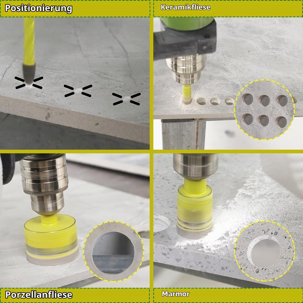 Trocken Diamant Bohrkrone 5 Stücke 6/6/6/8/10mm Fliesenbohrer und 1 Stück 6mm Hartmetall Bohrer mit