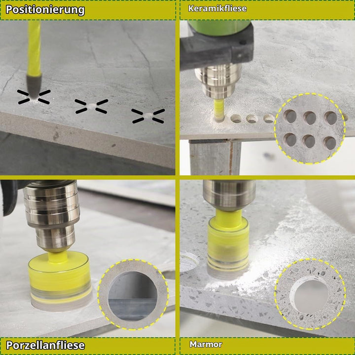 Trocken Diamant Bohrkrone 5 Stücke 6/6/6/8/10mm Fliesenbohrer und 1 Stück 6mm Hartmetall Bohrer mit