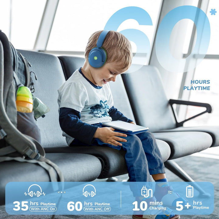 iClever Noise Cancelling Kopfhörer Kinder Bluetooth, 60H Spielzeit, 80dBA Sichere Lautstärke, Bequem