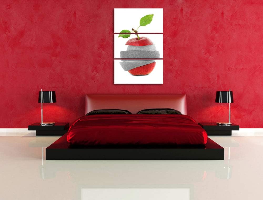 Mixed Fruit Apple Orange Lime Apfel Orange Limette schwarz/weiss 3-Teiler Leinwandbild 120x80 Bild a