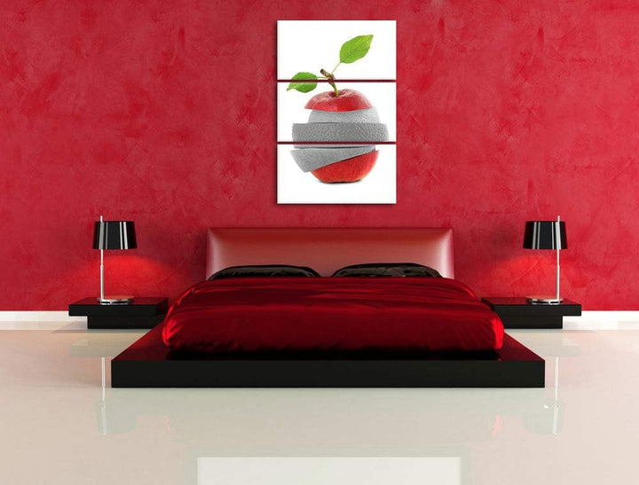 Mixed Fruit Apple Orange Lime Apfel Orange Limette schwarz/weiss 3-Teiler Leinwandbild 120x80 Bild a