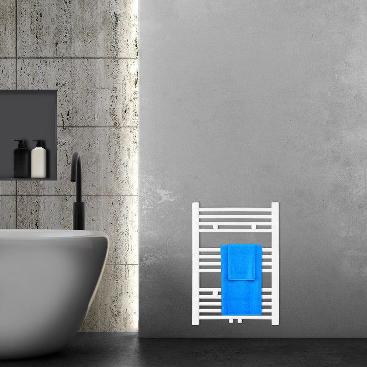 VILSTEIN Badheizkörper | 700x500 mm | Weiss | Seitenanschluss und Mittelanschluss | Flachheizkörper
