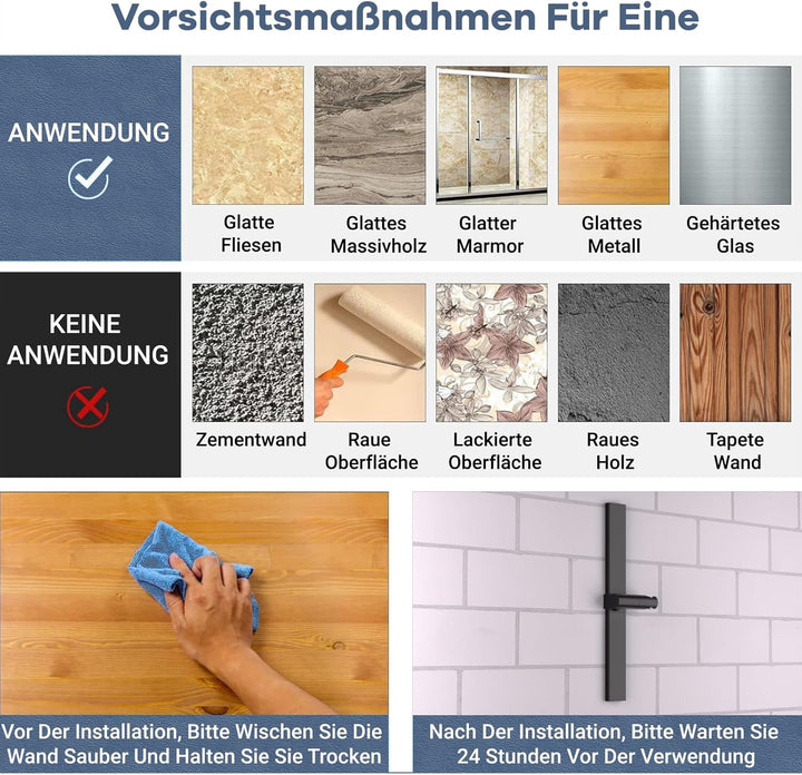 DETBOM Duschstange ohne Bohren Brausestange mit Kleber Metall Duschstange mit Duschkopfhalterung Höh