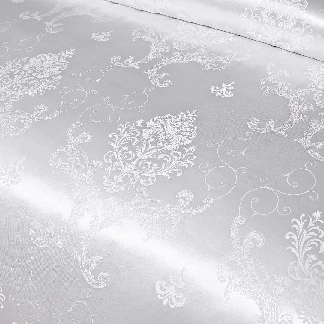 DXHOME Weiss Bettwäsche Set 200x200cm Microfaser Seide Bettbezug Jacquard 3teilig Weiss Romantisch W