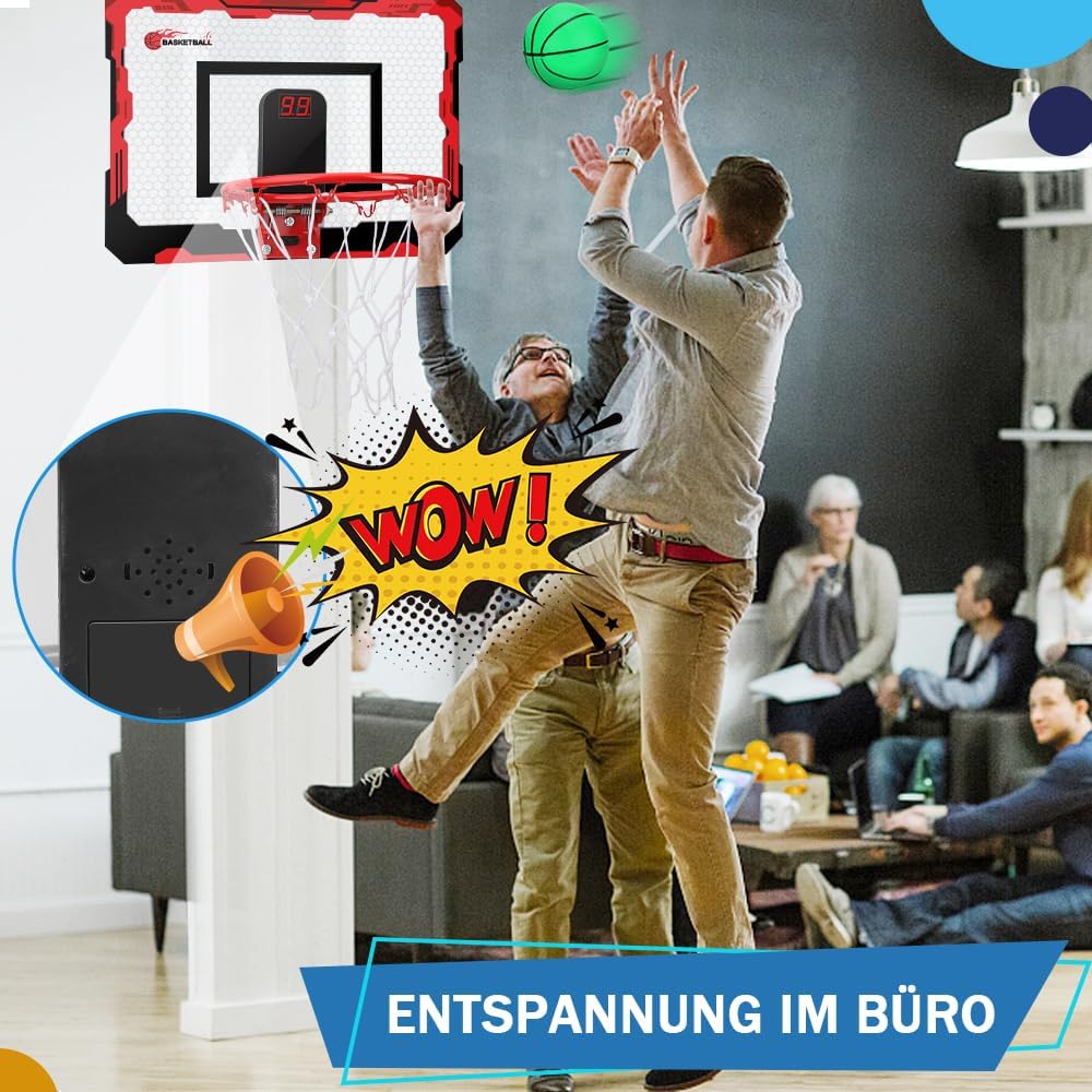 Mini Basketballkorb Basketball Reifen für Kinder Erwachsene, über Tür Basketball Reifen mit 3 Gummib