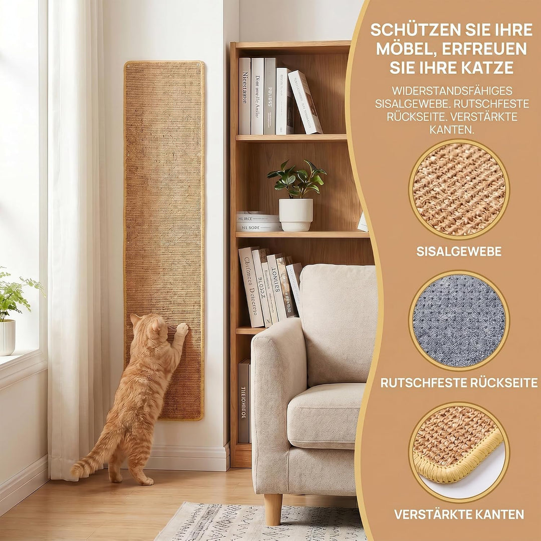 2 Stück Kratzmatte Katze 40x100CM Kratzbretter Natürliche Sisal Kratzmatte Katzenkratzmatte Kratzsch