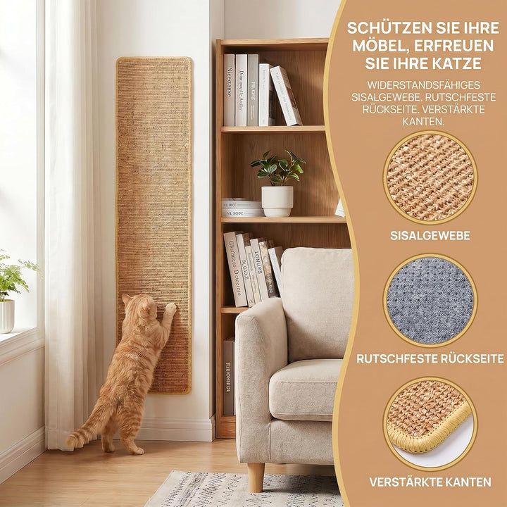 2 Stück Kratzmatte Katze 40x100CM Kratzbretter Natürliche Sisal Kratzmatte Katzenkratzmatte Kratzsch