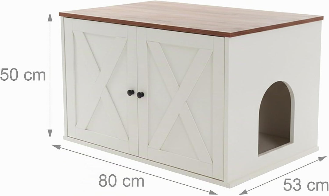 Relaxdays Katzenschrank f. Katzentoilette, Separate Trennwand, Eingang, Katzenklo verstecken, HBT 50