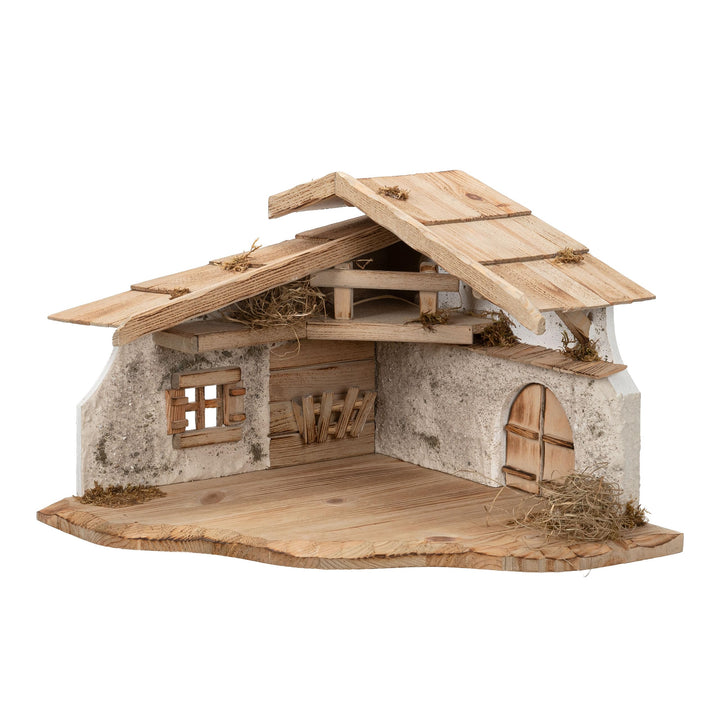 Bonetti Grosse Weihnachtskrippe | aus Holz und Gips gefertigt | mit Moos, Steinen und Stroh geschmüc