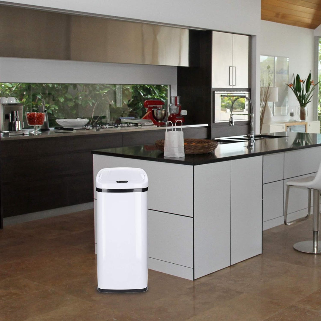 TP Sensor Müll-Eimer, Abfall-Behälter aus Edelstahl, automatischer Deckel, eckig, ca. 50 Liter, geru