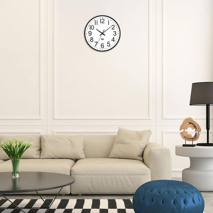 NESIFEE Moderne Funkuhr, Funkuhr geräuschlos Wanduhr Ohne Tickgeräusche, gut lesbar, batteriebetrieb
