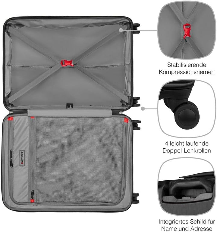 WENGER Pegasus M Hartschalenkoffer mit 4 Rollen, Trolley, M, 66 (79) l, Sicherheitsschloss, Damen He