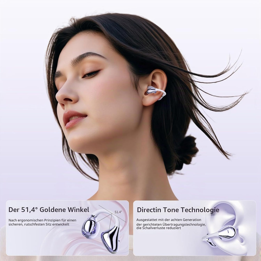 Open-Ear-Kopfhörer I5, Kabellose Bluetooth 6.0 Clip-On-Ohrhörer mit ENC, IPX5 wasserdicht, 36 Std. L
