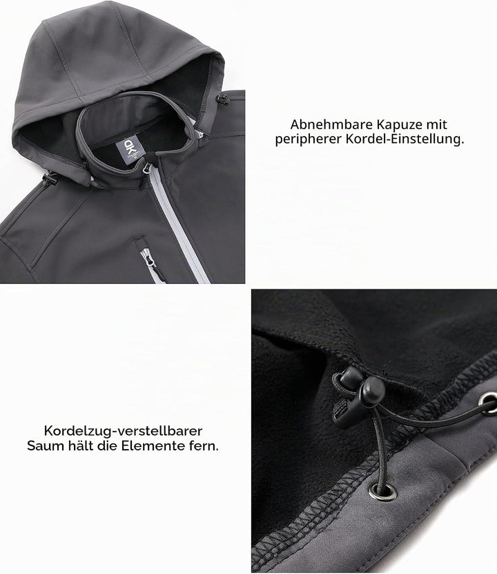 Little Donkey Andy Softshelljacke für Damen mit abnehmbarer Kapuze, Fleecefutter und Wasserabweisend