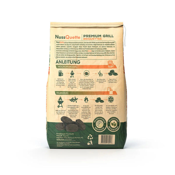 Nachhaltige Premium Grillbriquettes aus Kokosnussschalen 4.5kg