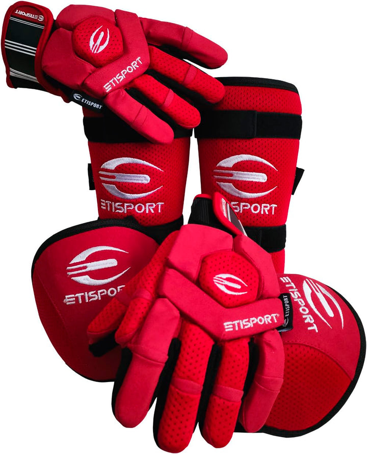 Schutzset, Handschuhe, Knieschützer, Schienbeinschützer für Rollhockey für Kinder Starter. Professio