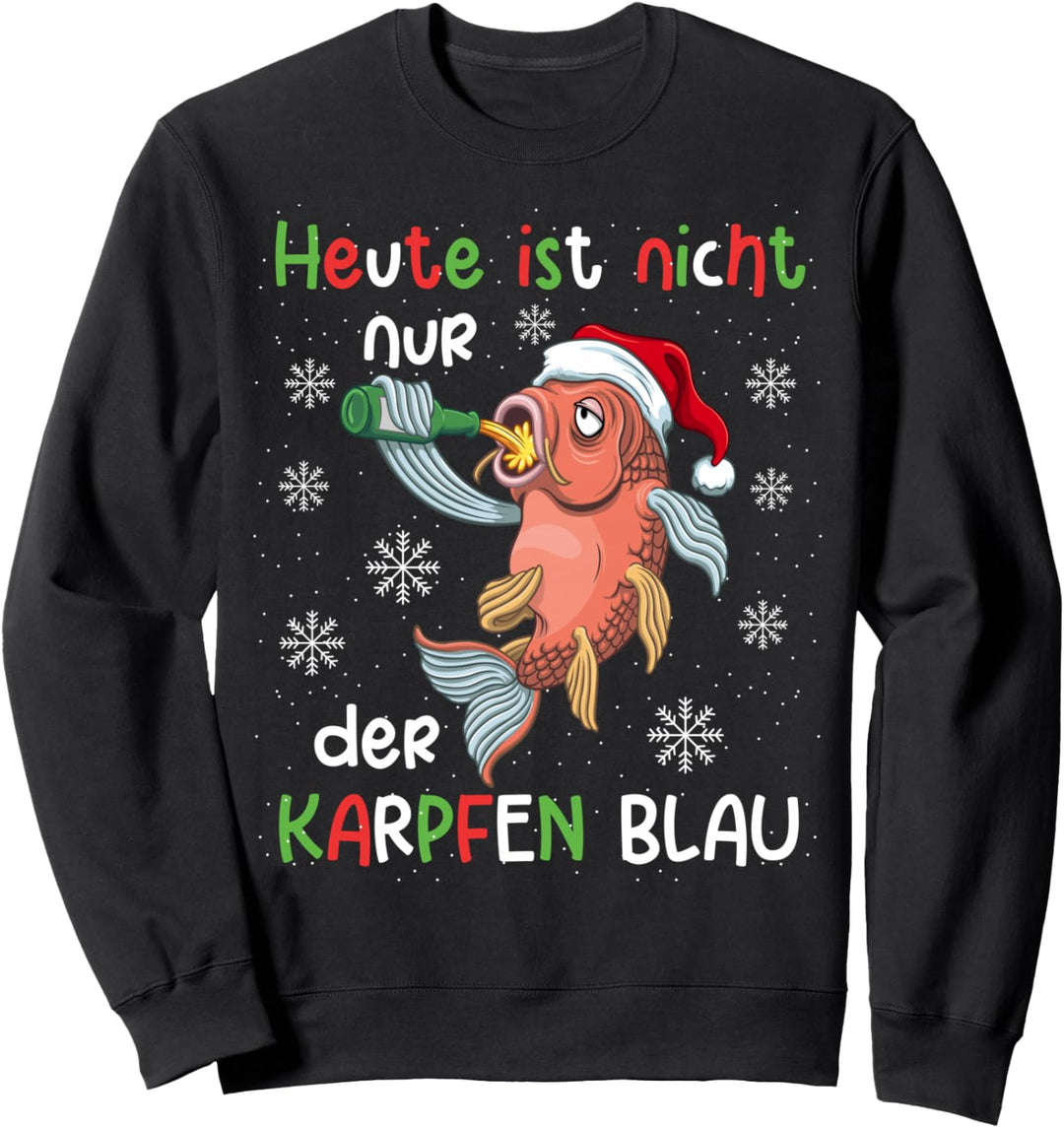 Lustiges Karpfen Blau Saufen Trinken Weihnachten Sweatshirt