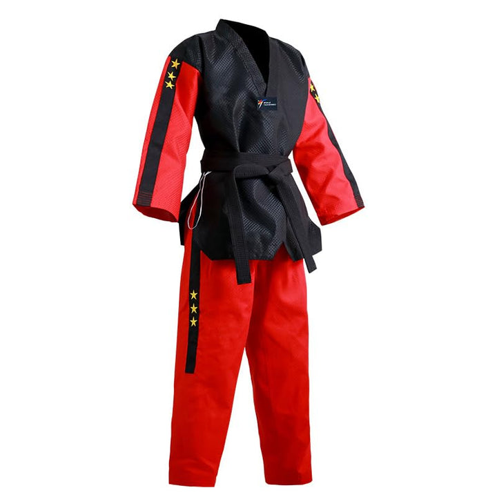 Taekwondo Gi Set DobokTaekwondo Standard Uniform TKD Anzug mit Gürtel rot/black 120, rot/black 120