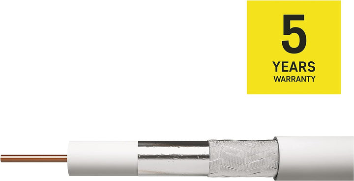 EMOS Antennenkabel 100m weiss, Koaxialkabel CLASS A für SAT, TV und CCTV, Typ CB21D, zweifach geschi