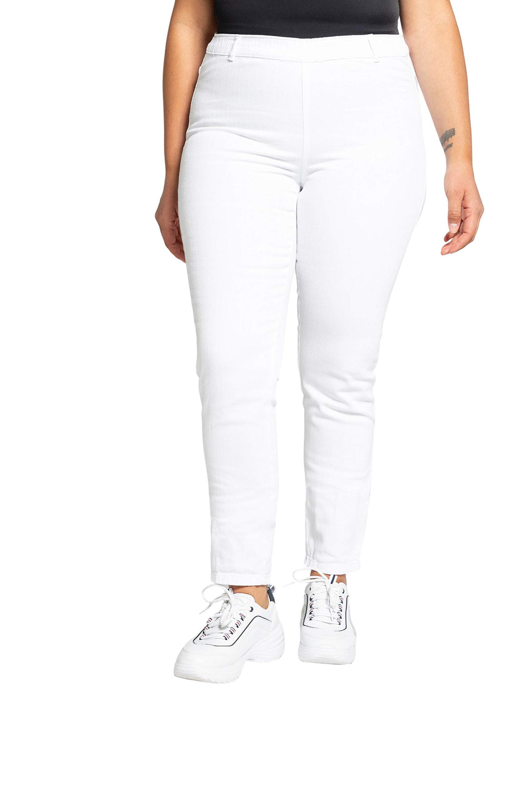Ulla Popken Damen Jeggings Sienna, Stretch, Gürtelschlaufen Slim Jeans 26 Schneeweiss, 26 Schneewei&